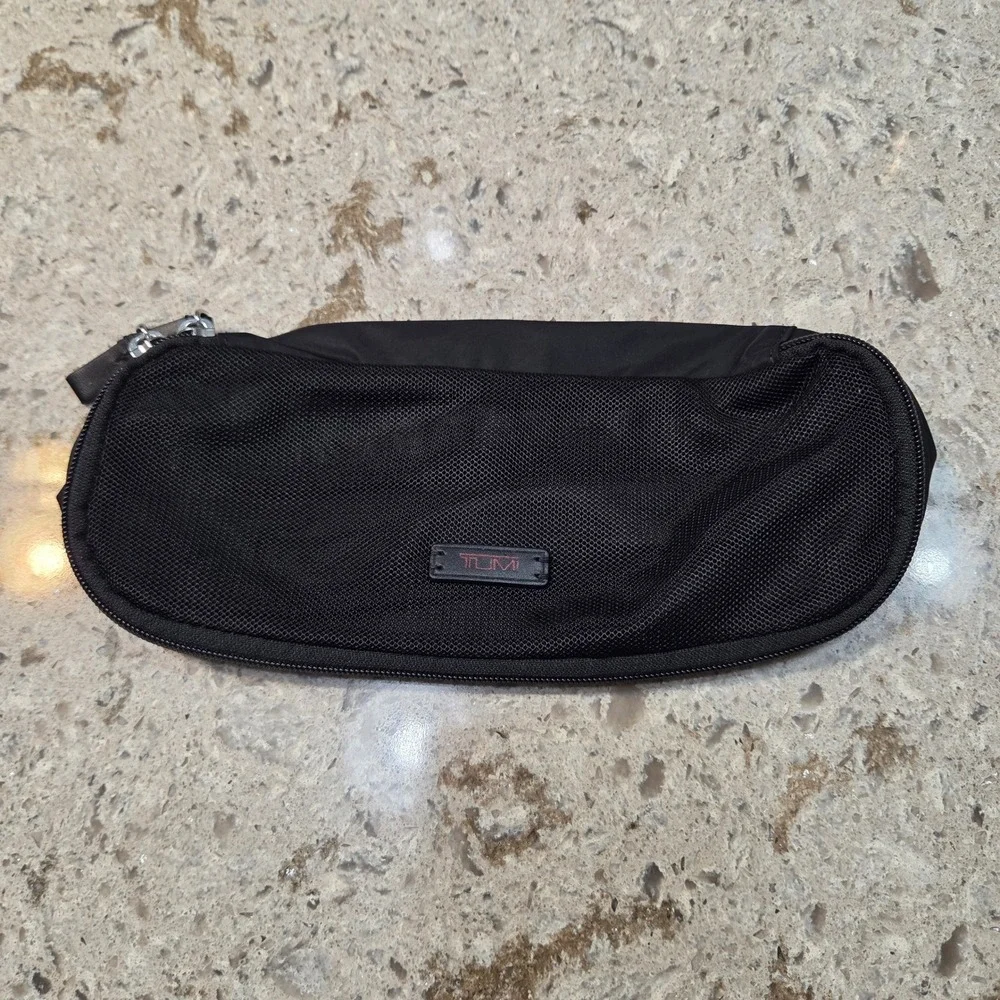 Tumi Black Ballistic Nylon Mesh Travel Accessory Pouch Organizer Bag Sm